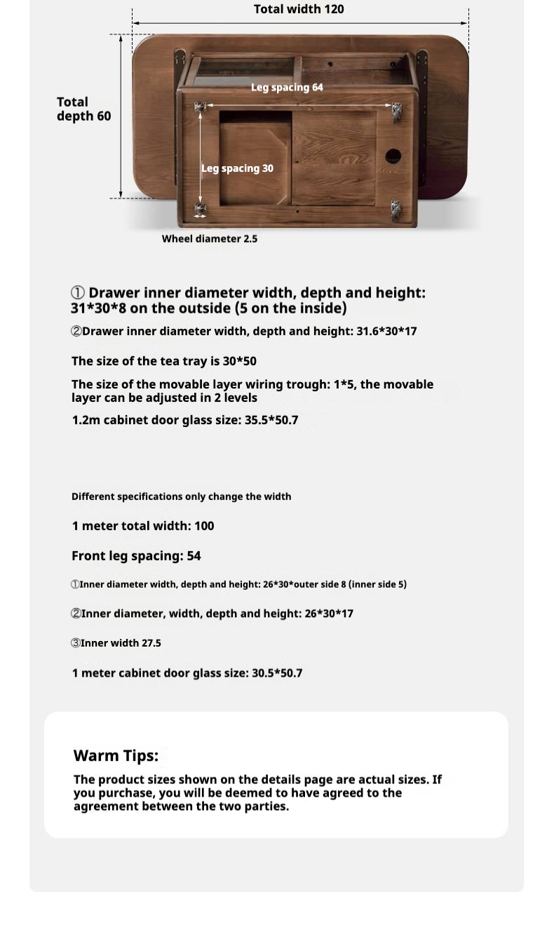 Ash Solid Wood Mobile High Tea Table