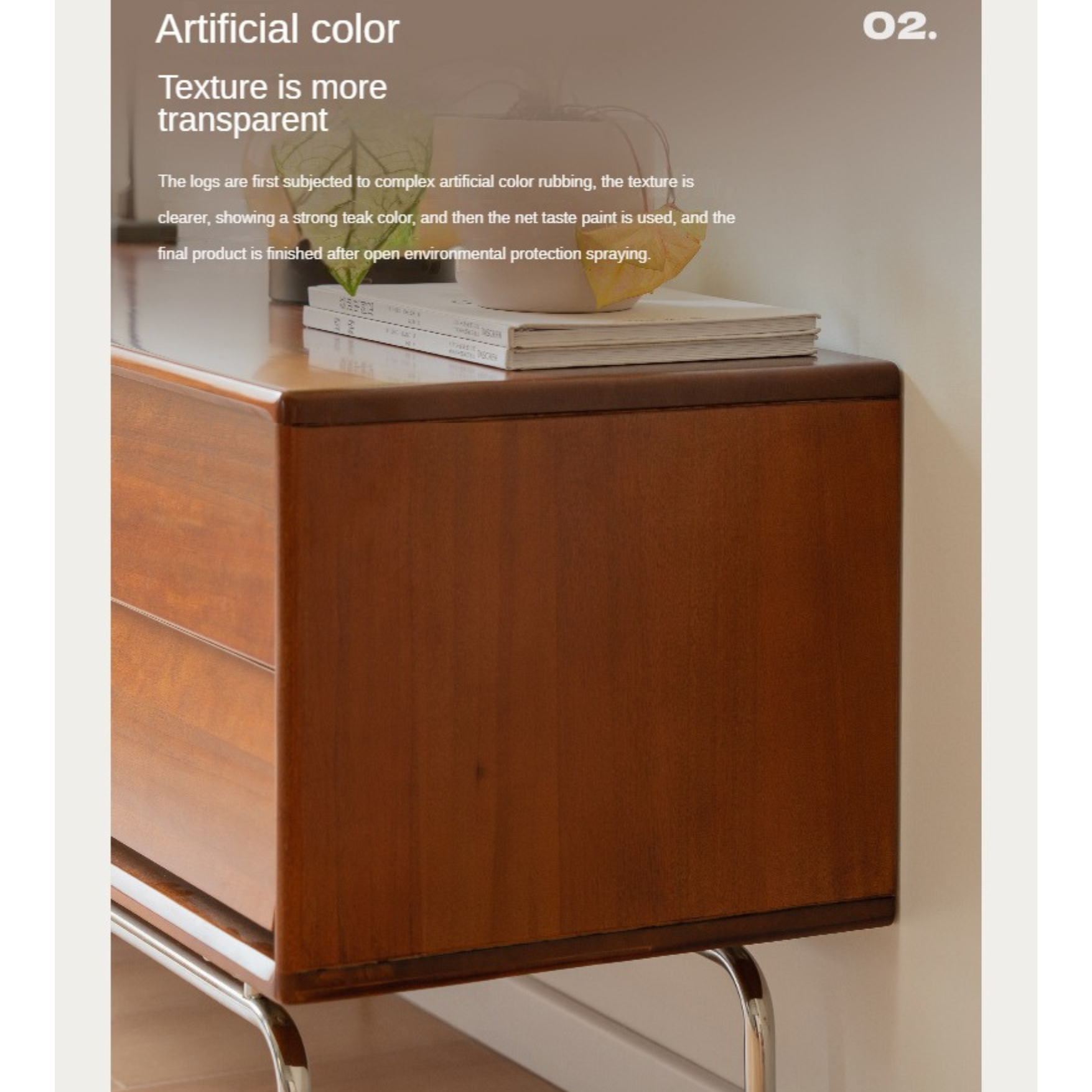 Poplar Solid Wood Large Capacity Floor TV Cabinet