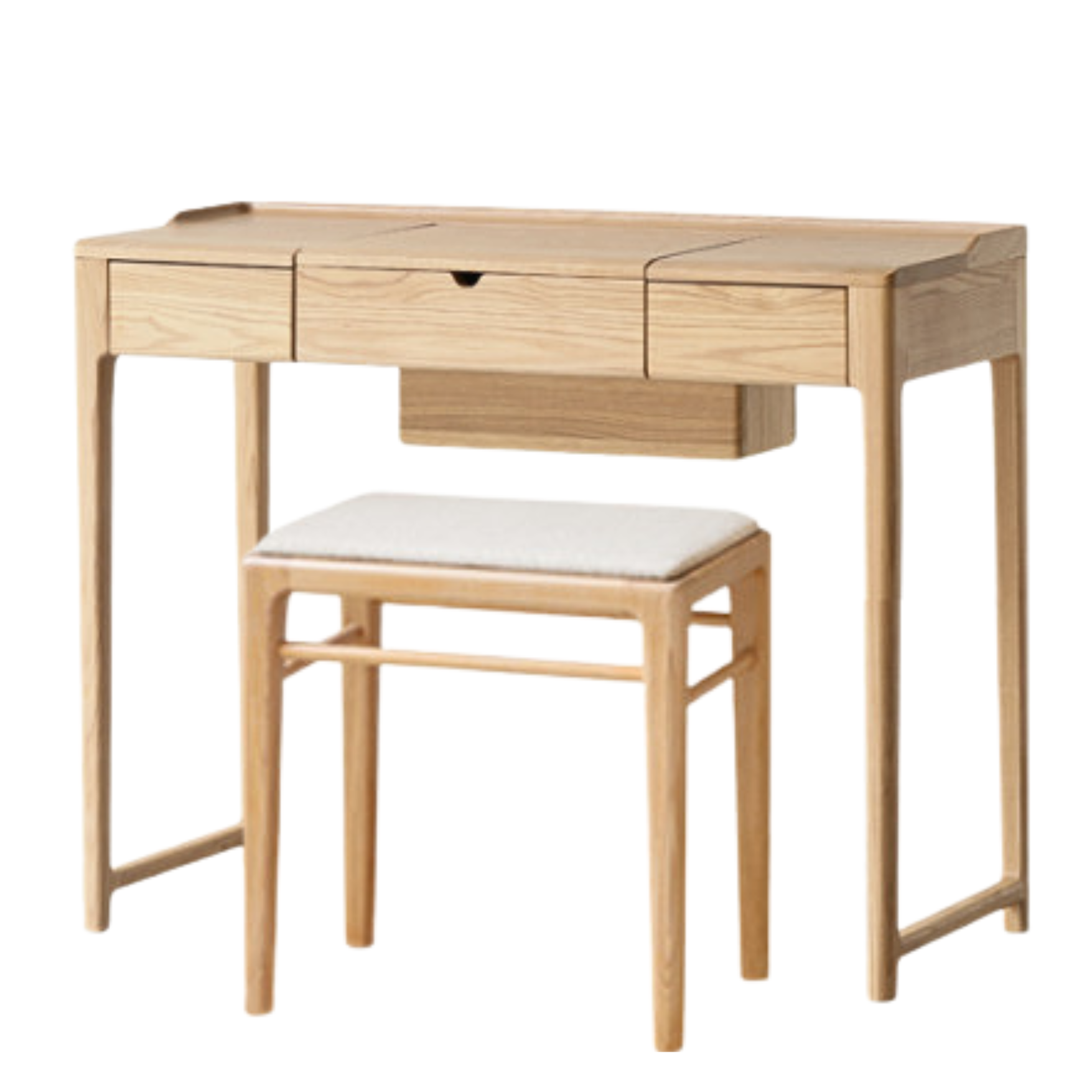 Ash Solid Wood Small Flip Vanity Table.