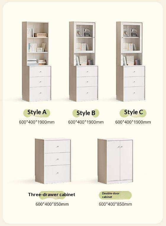 Solid RubberWood Bookcase Cream White Free Combination Glass Door Display Cabinet