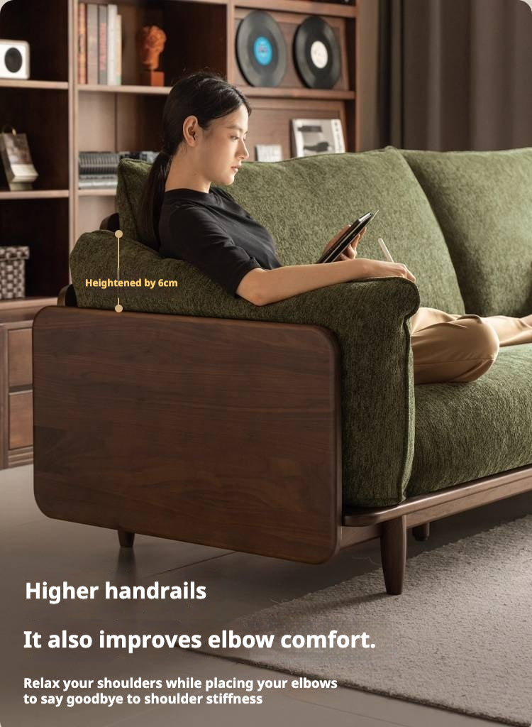 Black Walnut Solid Wood Fabric Sofa