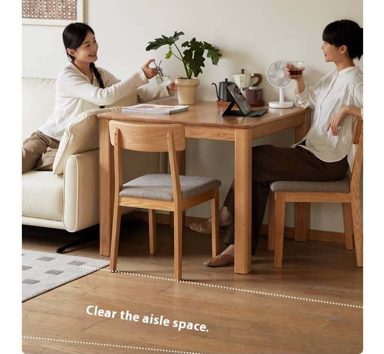 Solid Rubberwood, Oak Solid Wood Square Dining Table