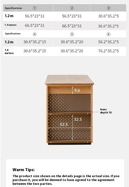 Oak Solid Wood Modern Computer Desk With Shelf