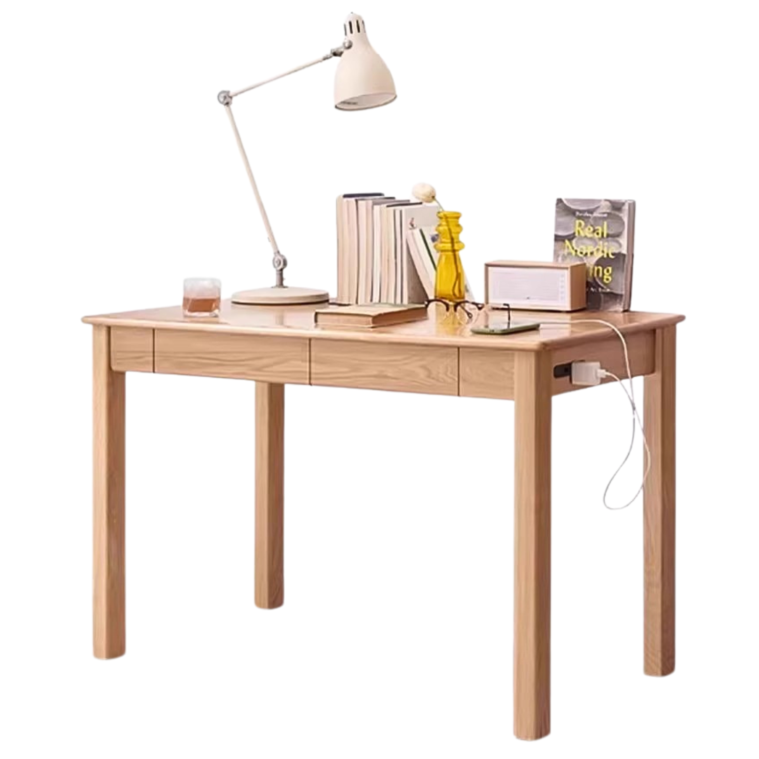 Oak, Ash Solid Wood USB Office Desk