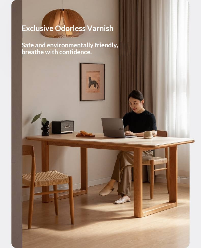 Cherry Solid Wood Retro Rock Board Dining Table