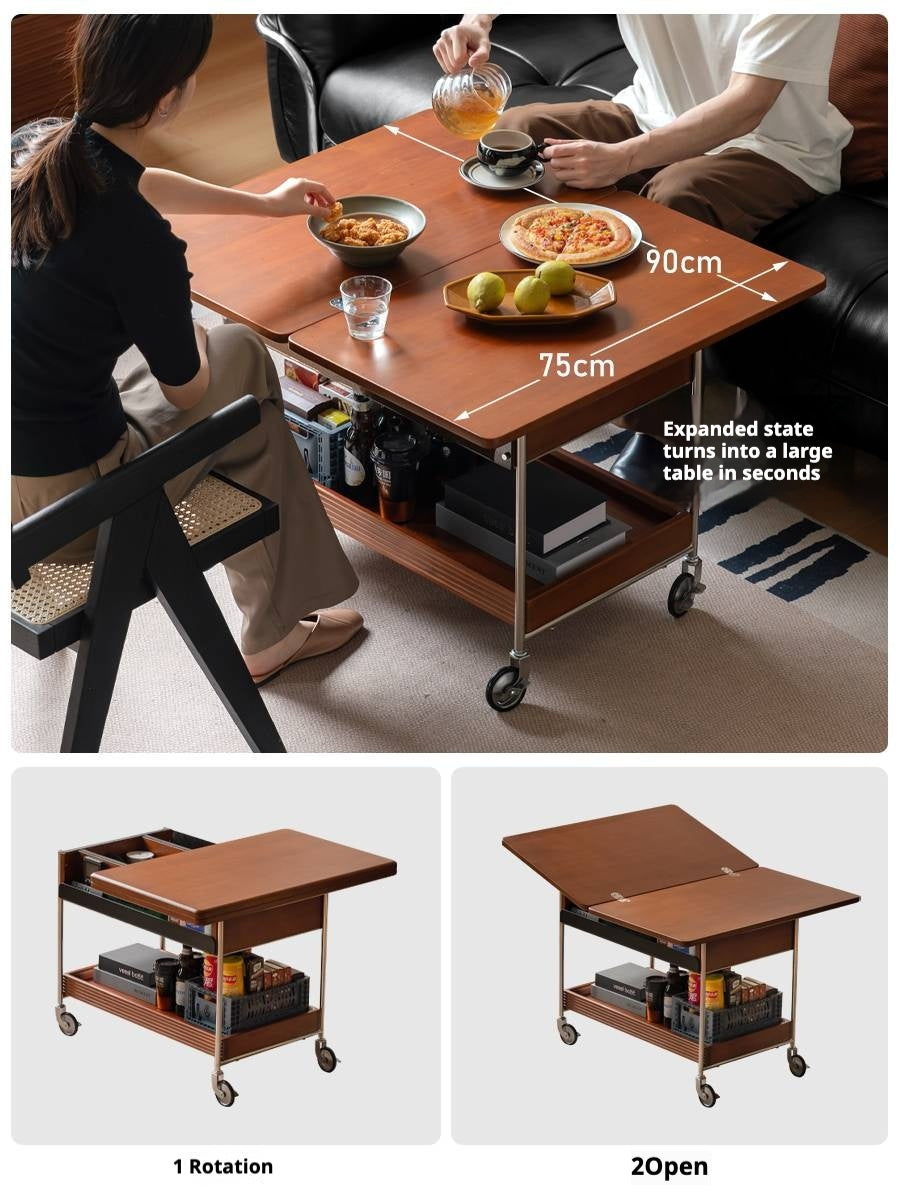 Poplar Solid Wood Middle Ancient Style Mobile Coffee Table