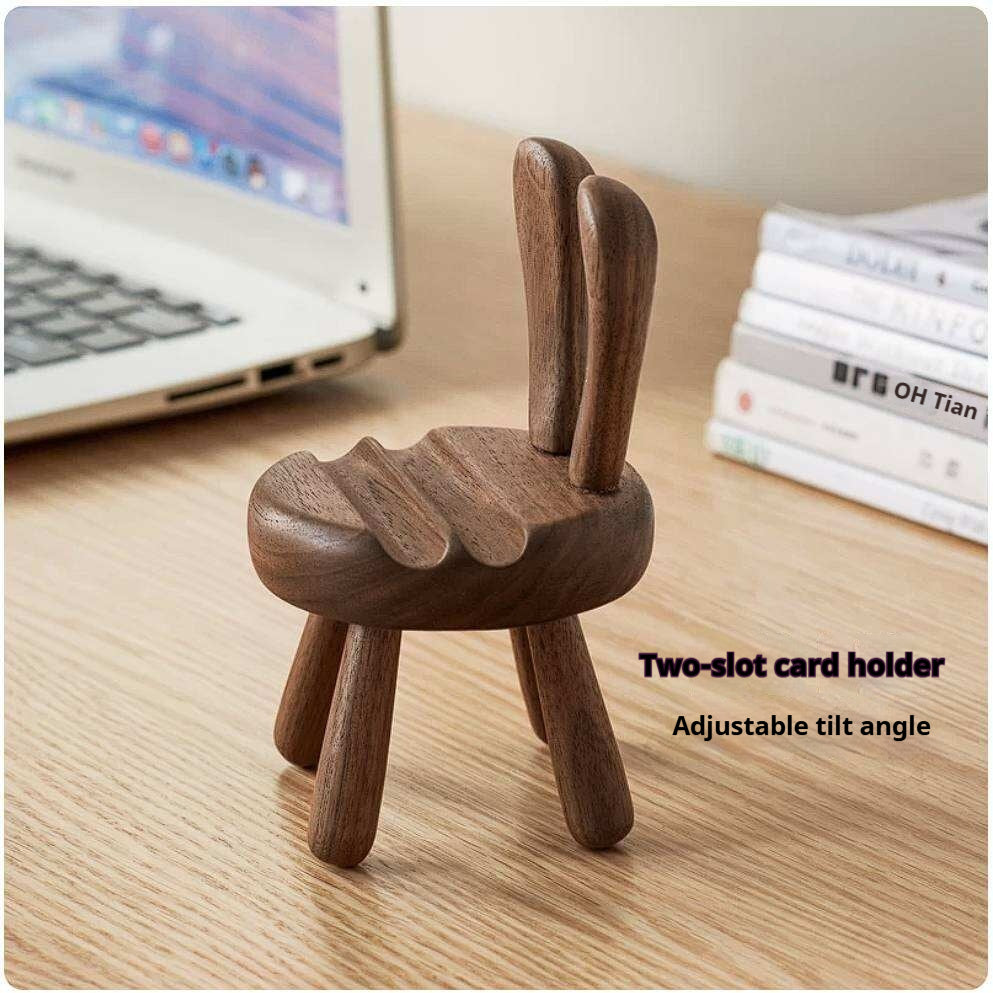 Black Walnut, Beech, Acacia Solid Wood Mobile Phone Holder Rabbit