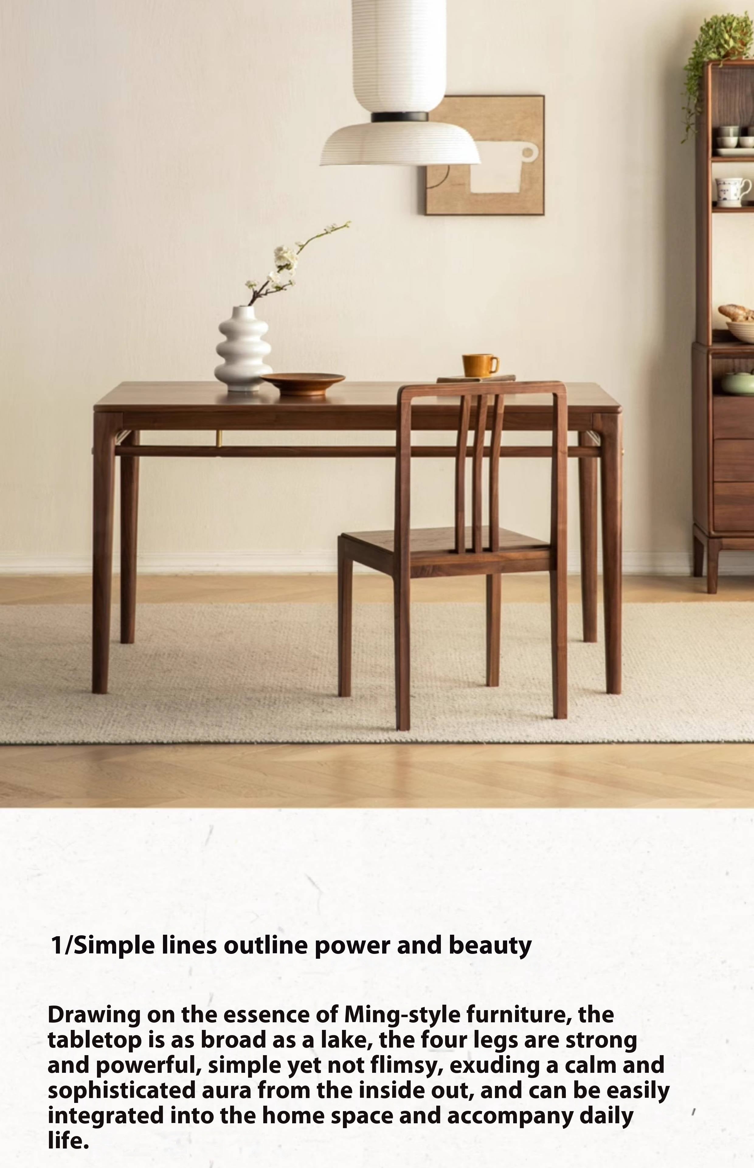 Black Walnut Solid Wood Rectangular Dining Table