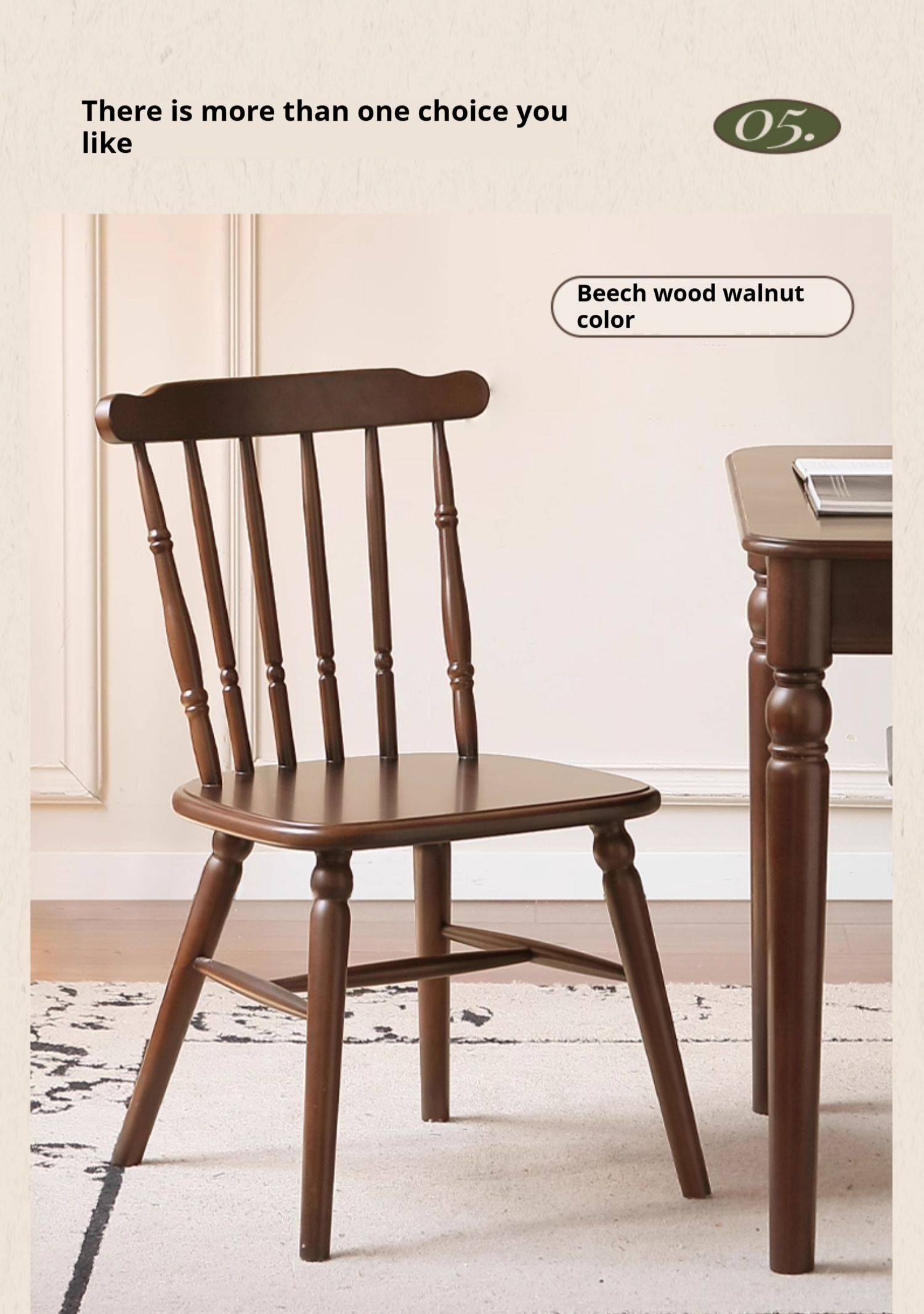 Set 4 pcs Beech, Black Walnut Solid Wood Dining Chair