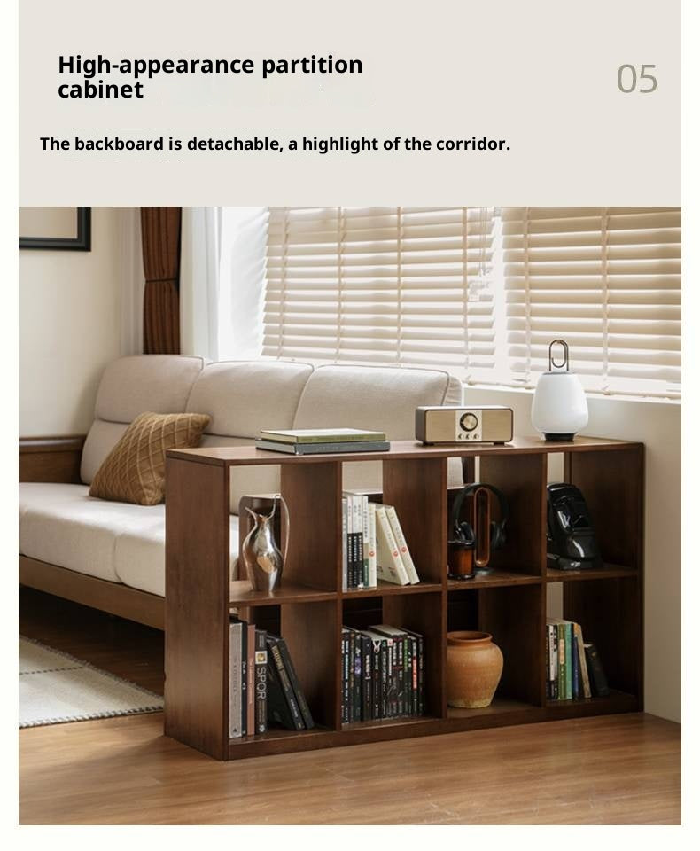 Solid Rubberwood Wall-Mounted Combination Bookcase