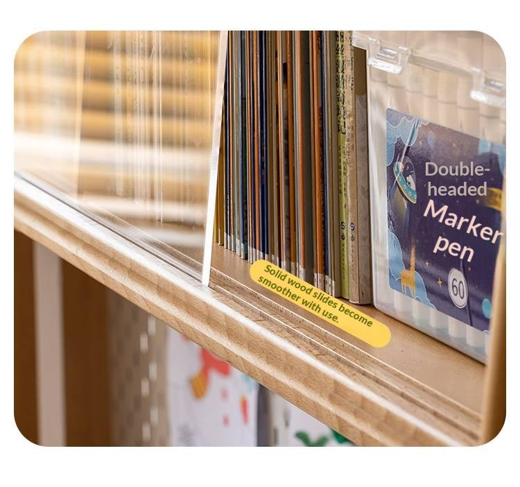 Beech Solid Wood Kids Study Desk Bookshelf Integrated
