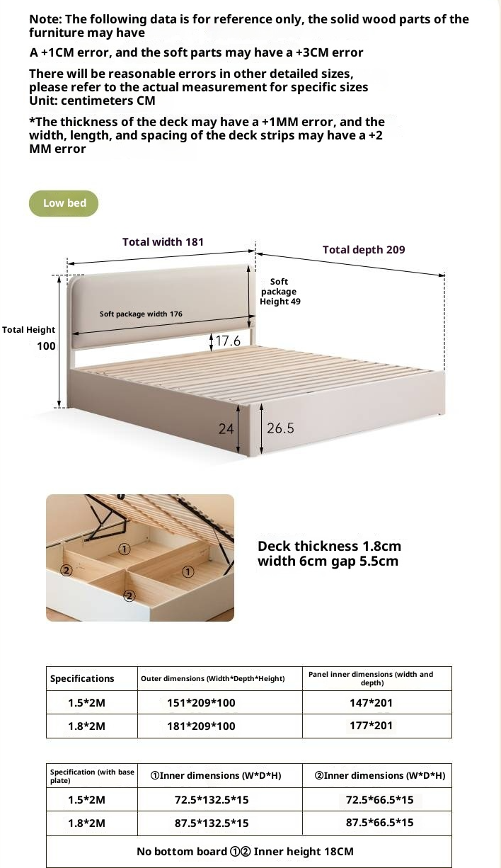 Rubberwood Solid Wood Bed Modern Minimalist Box Bed White Cream Style