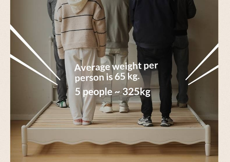 Rubberwood Solid Wood Upholstered Bed Retro Style White Bed