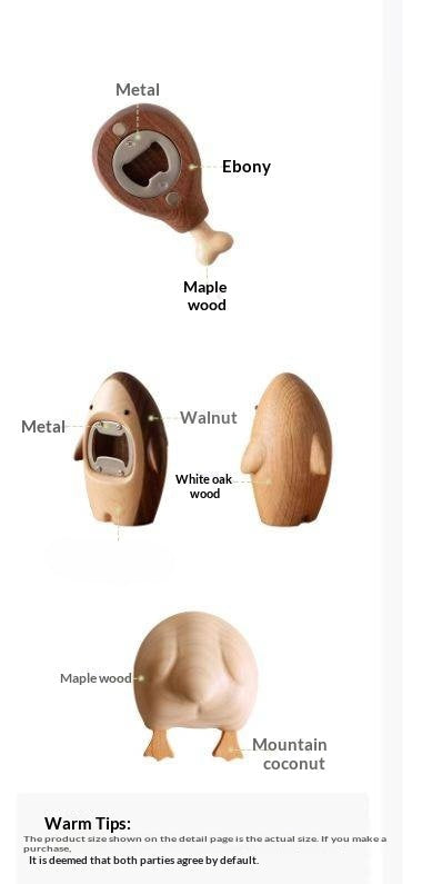 White Oak, Black Walnut, Beech, Maple Solid Wood Beer Bottle Opener