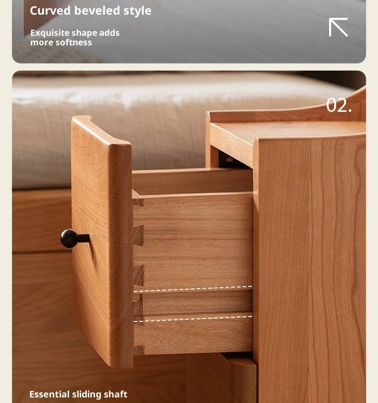 Cherry Solid Wood Modern Nightstand