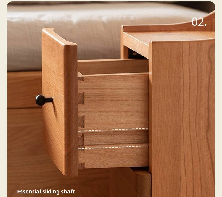 Cherry Solid Wood Modern Nightstand.