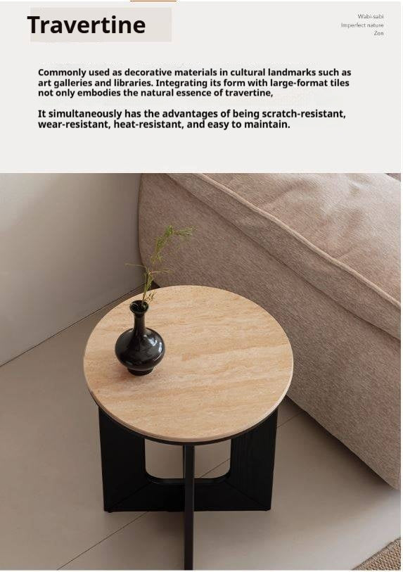 Black Walnut, Poplar Solid Wood Wabi-Sabi Style Rock Board Side Table