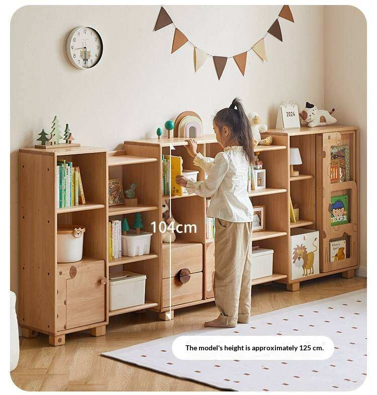 Oak Solid Wood Multi-Layer Children's Bookcase