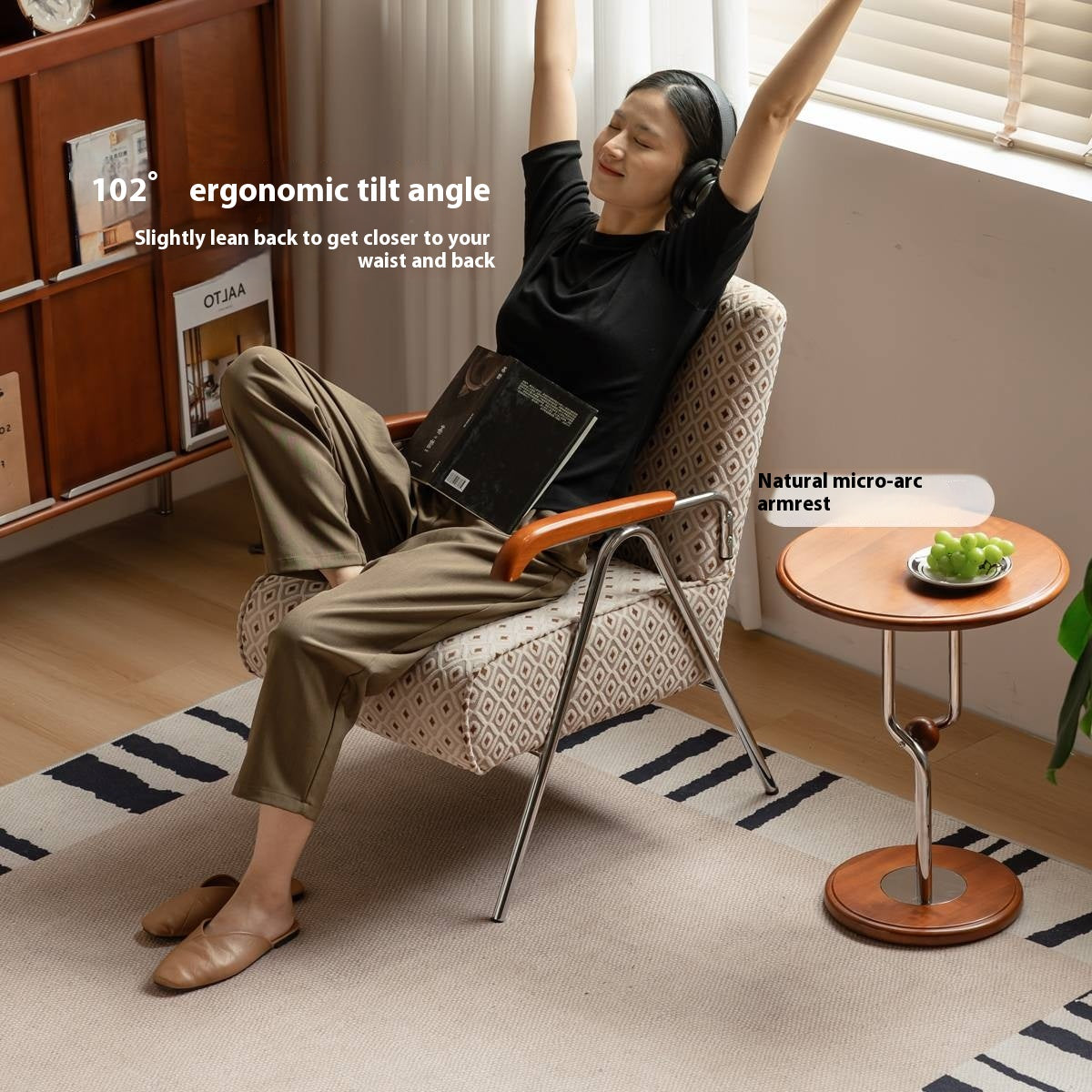 Beech Solid Wood Fabric Sofa Chair