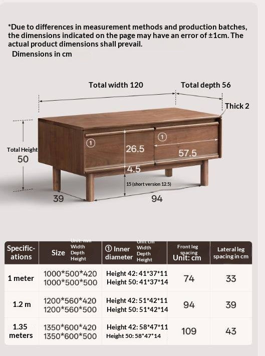 Black Walnut Solid Wood Modern Coffee Table