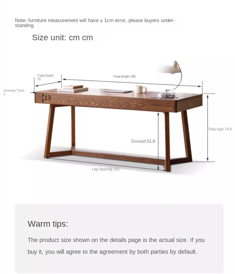 Black Walnut, Oak Solid Wood Italian Light Luxury Office Desk