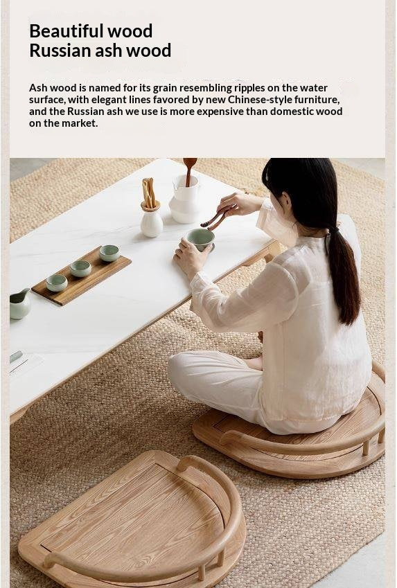 Ash Solid Wood Backrest Legless Low Tatami Chair