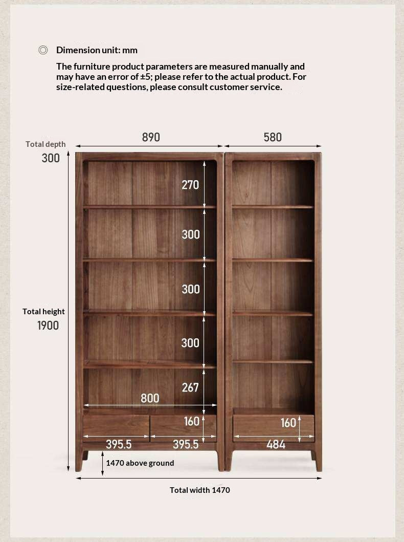 Black Walnut, Ash Solid Wood Bookcase Free Combination Bookshelf