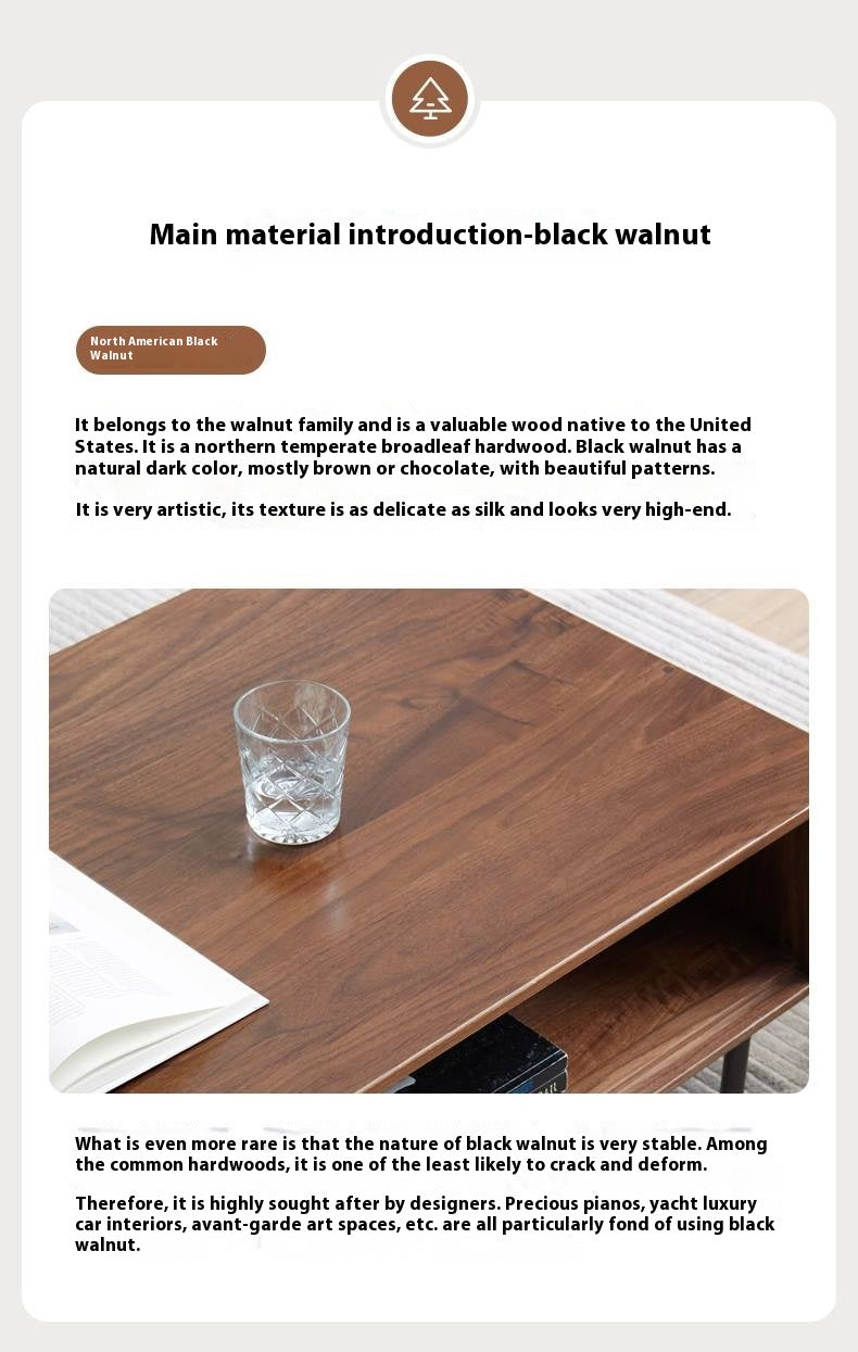 Black Walnut, Oak, Solid Rubberwood Solid Wood Modern Style Coffee Table