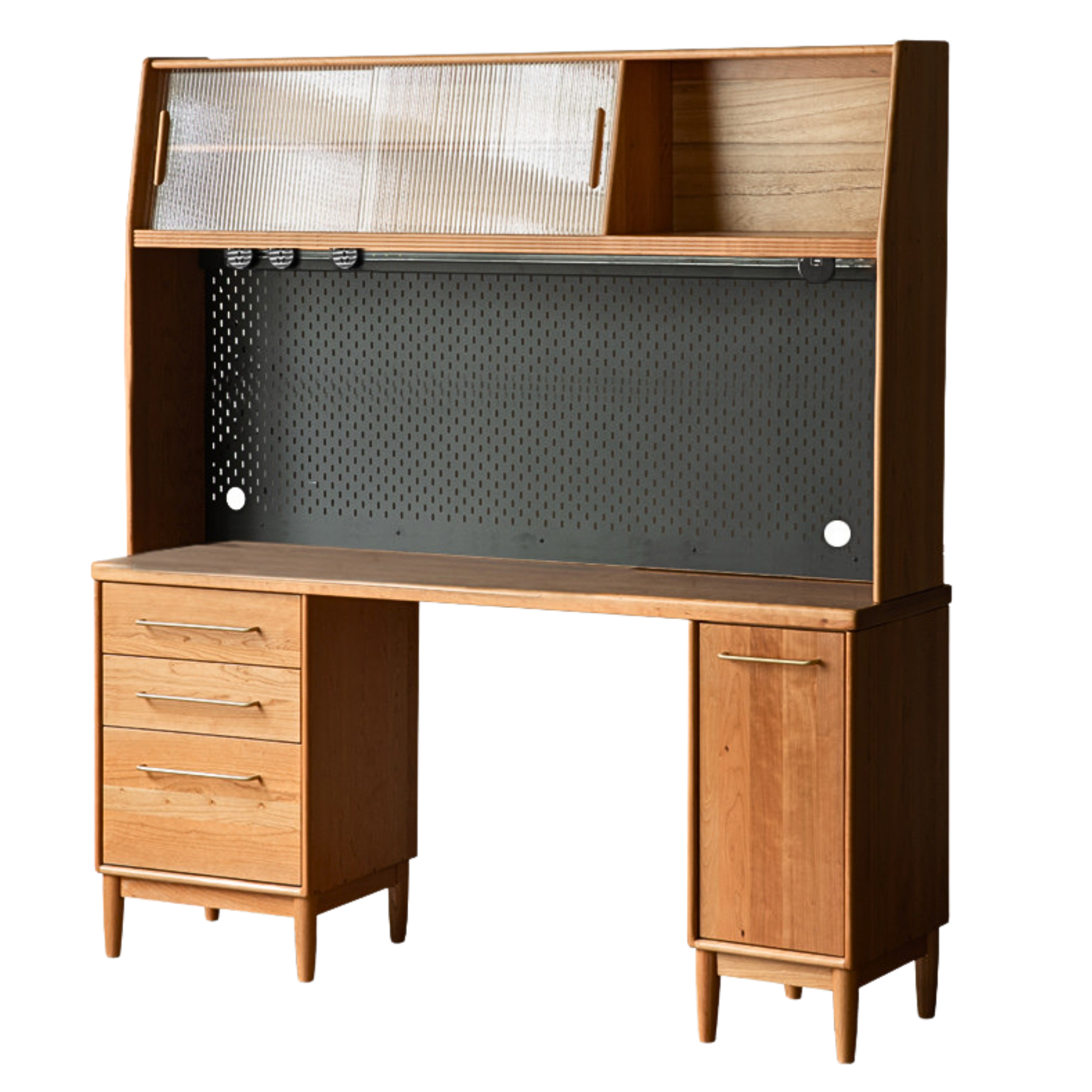 Cherry, Oak Solid Wood, Solid RubberWood Japanese Style Buffet Cabinet