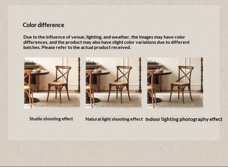 4 pcs -White Oak Solid Wood French Country Cross Back Dining Chair with Rattan Seat