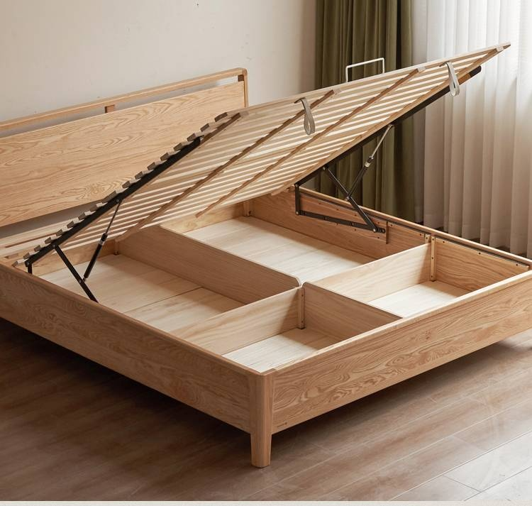 Oak Solid Wood High Box Bed in Modern Minimalist Design