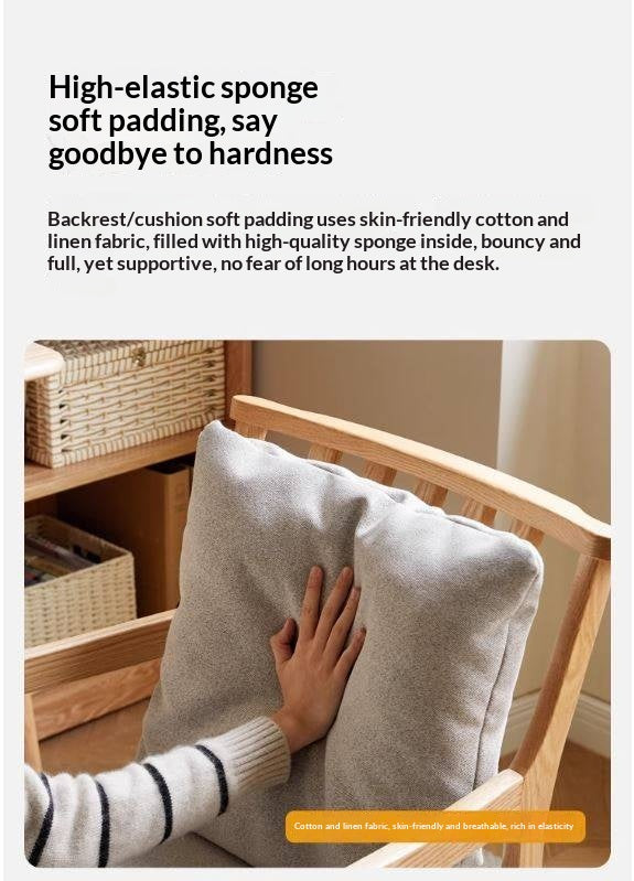 Cherry, Ash, Oak, Beech Solid Wood Book Chair Comfortable Soft Back Chair