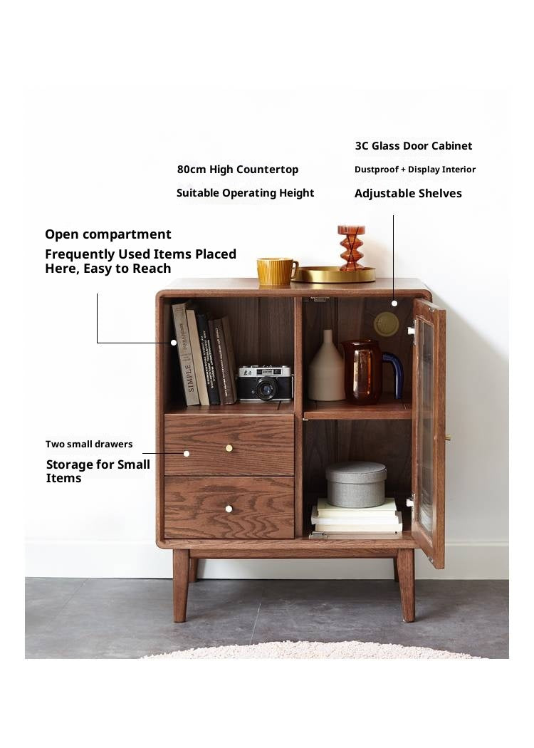 Oak Solid Wood, Solid Rubberwood Side Cabinet
