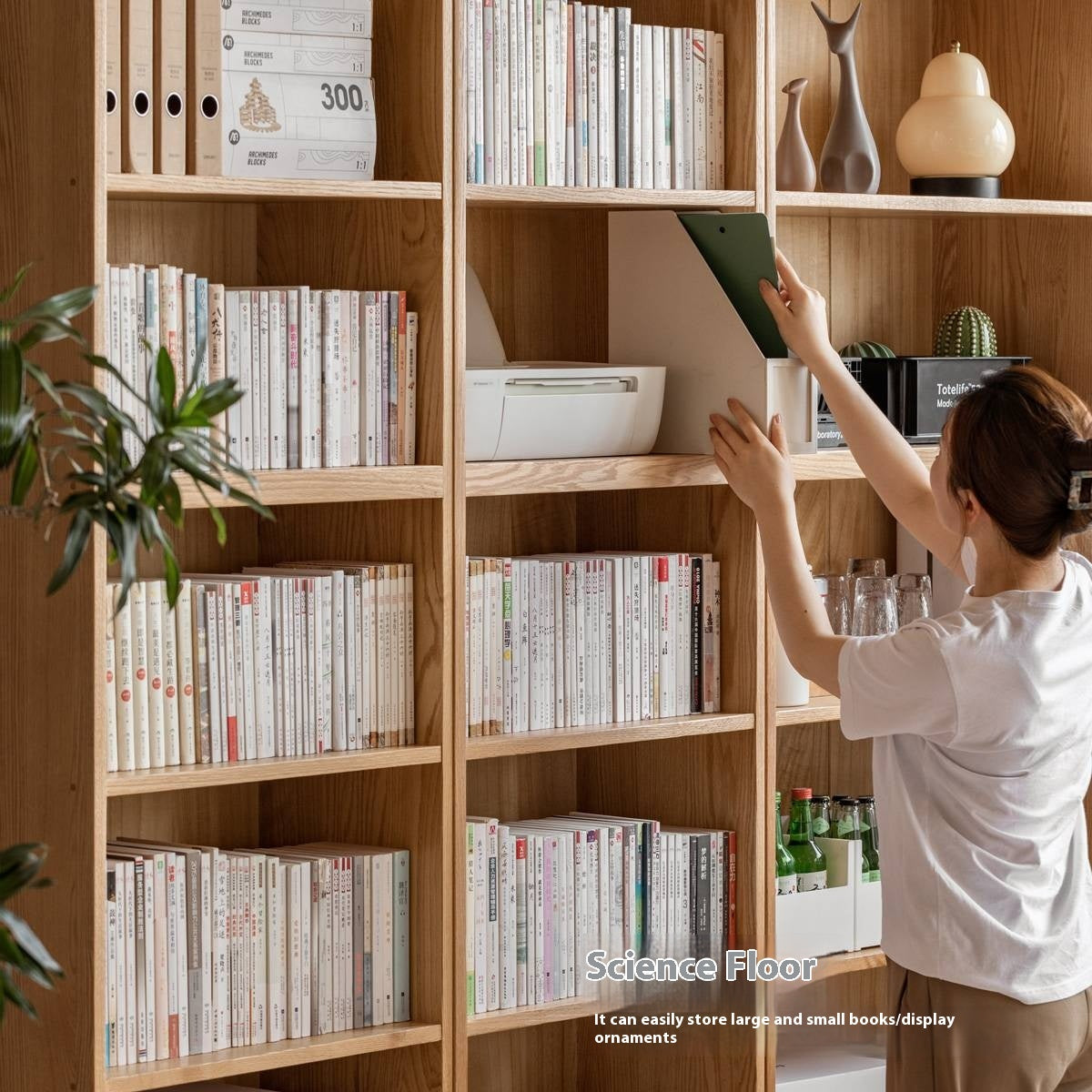 Oak Solid Wood Cream Style Study Bookcase