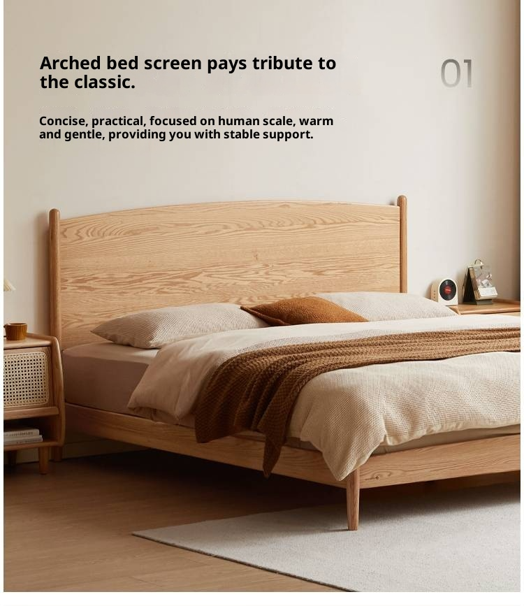 Oak Solid Wood Modern Simple Large Bed