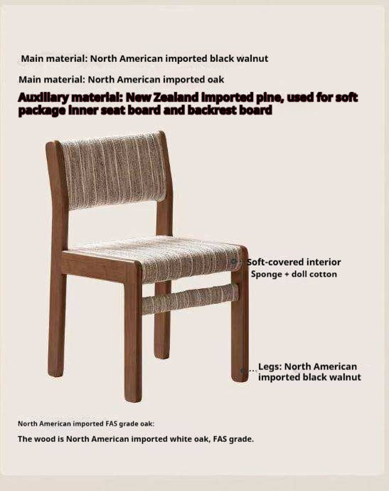 4 pcs -Black Walnut, Oak Solid Wood Modern Minimalist Block-Leg Dining Chair