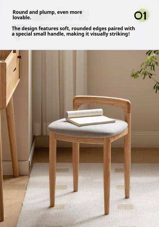 Beech, Cherry Solid Wood Makeup Stool Chair