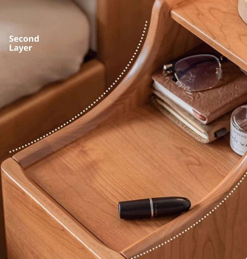 Cherry Solid Wood Modern Nightstand.