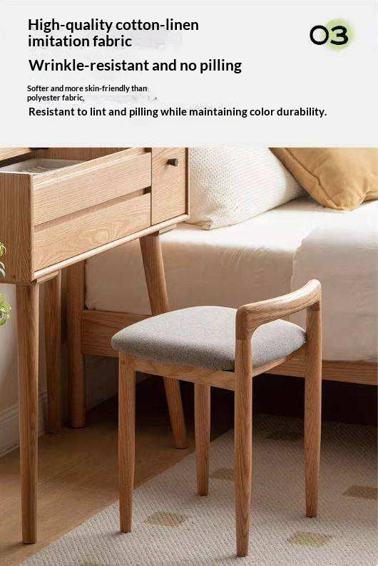 Beech, Cherry Solid Wood Makeup Stool Chair