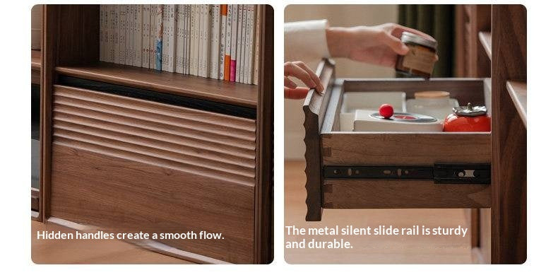 Sandalwood, Oak, Black Walnut, Ash Solid Wood Light Luxury Style Module Bookcase