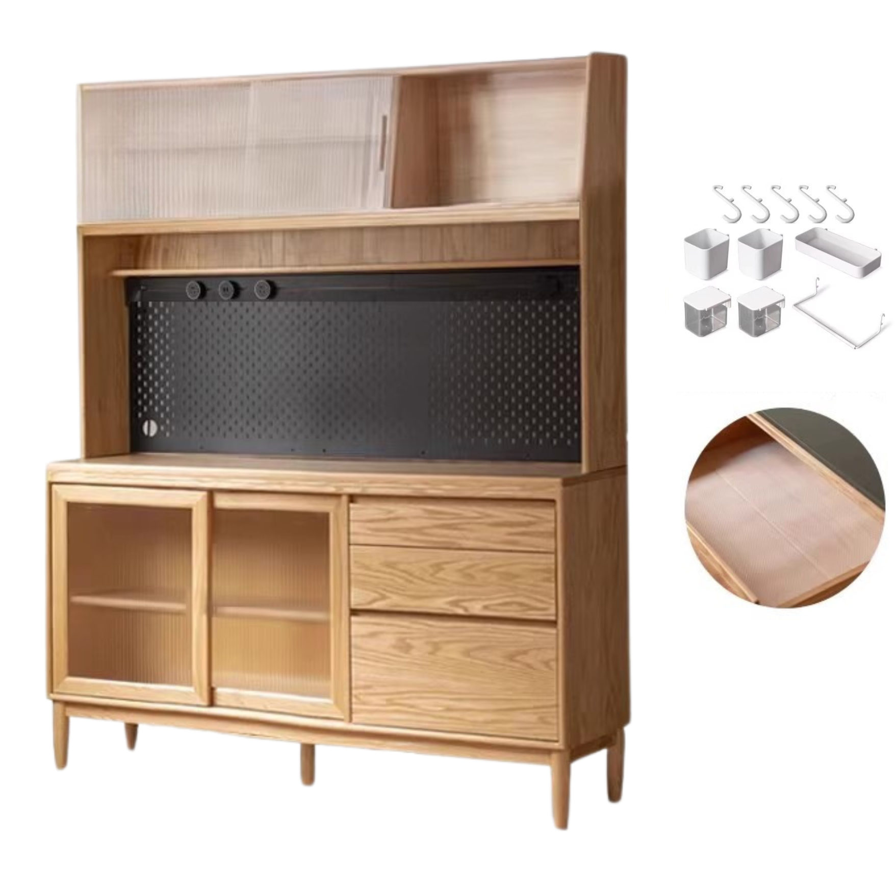 Oak, Ash Solid Wood Large Capacity Storage Sideboard