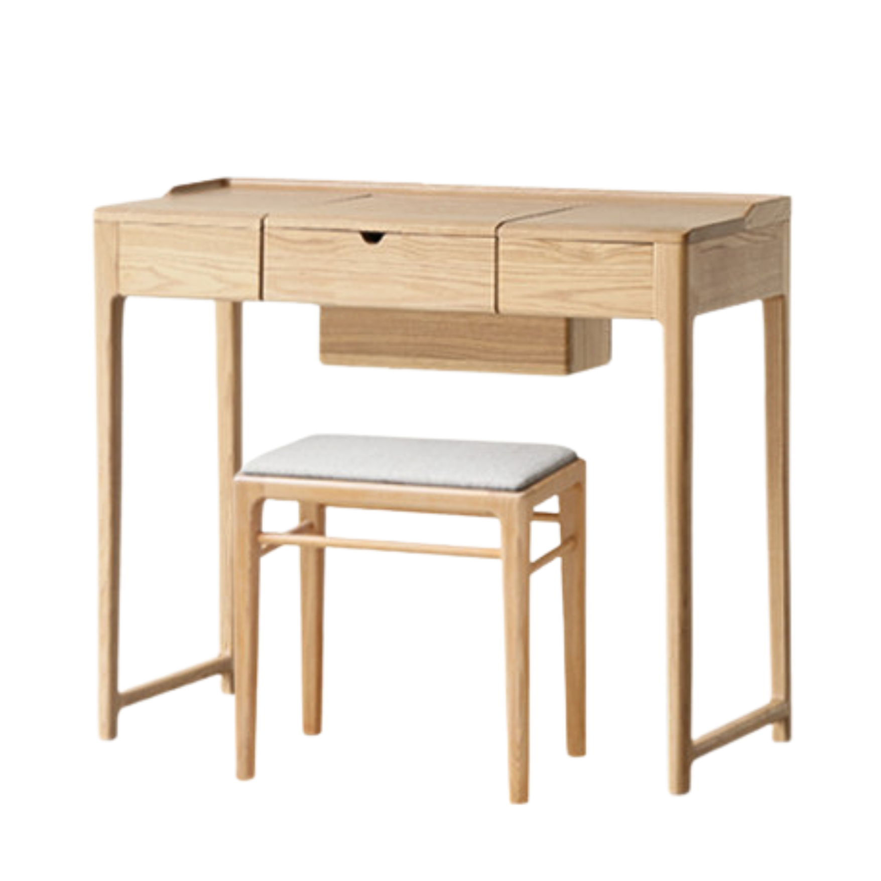 Ash Solid Wood Small Flip Vanity Table.