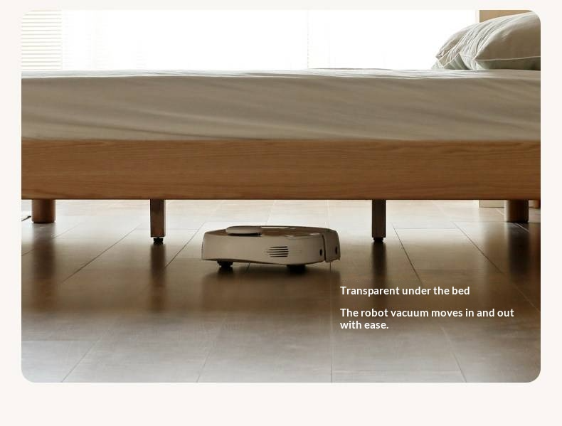 Oak Solid Wood Bed — Modern Minimalist, Genuine Leather Upholstered, Floating Design with Light