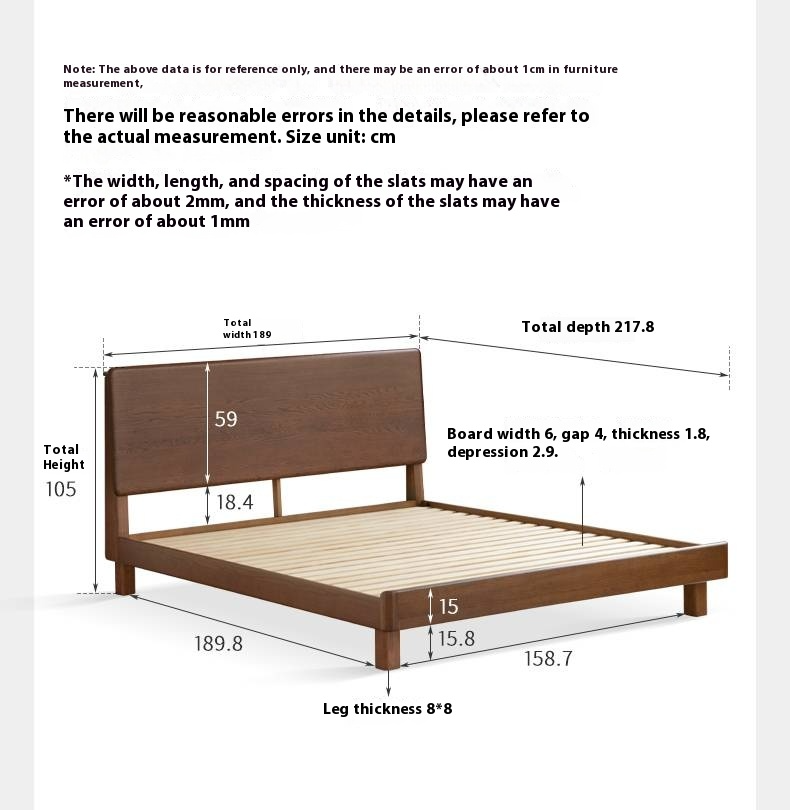 Oak Solid Wood Modern Bed