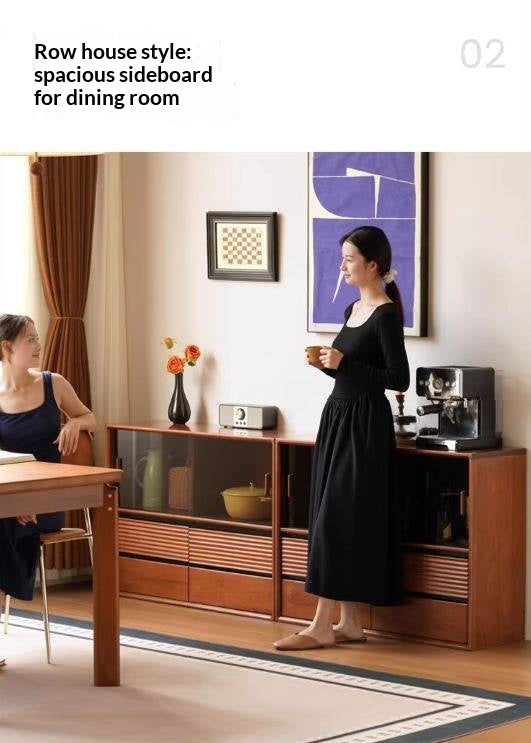 Poplar Solid Wood Vintage Style Study Storage Cabinet