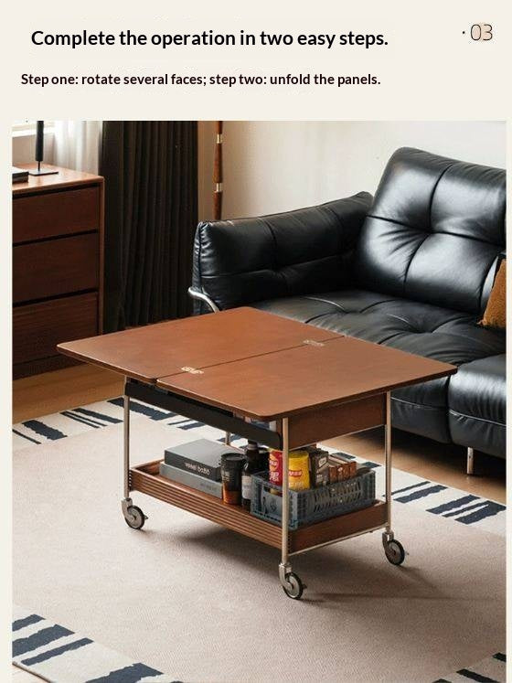 Tulipwood Solid Wood Middle Ancient Style Mobile Coffee Table