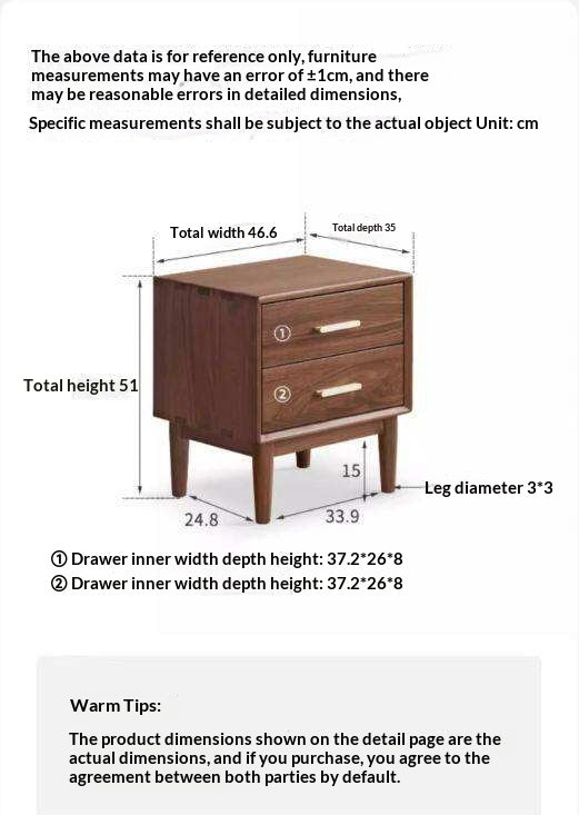 Black Walnut Solid Wood Nightstand.