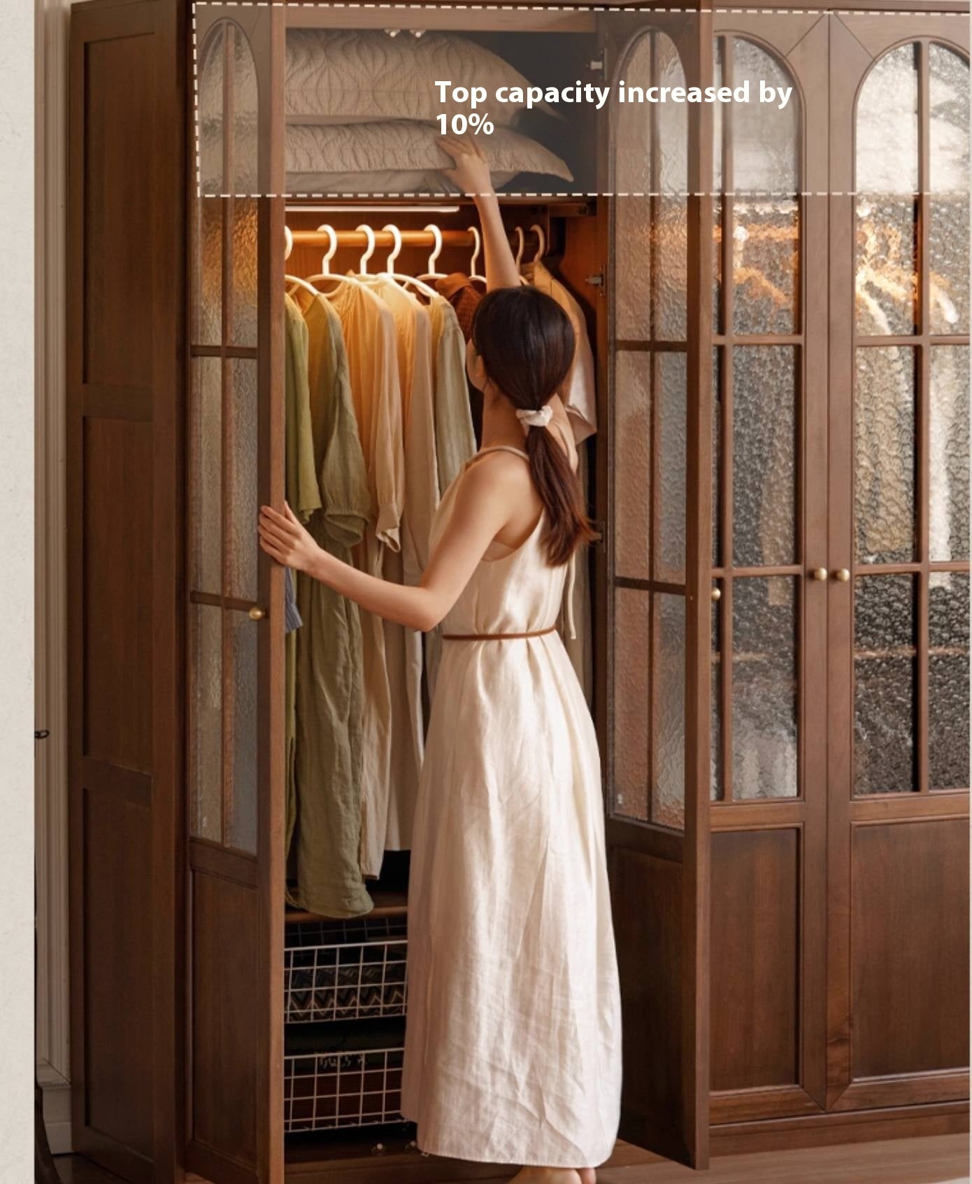 Solid Sandalwood French Retro Style Wardrobe