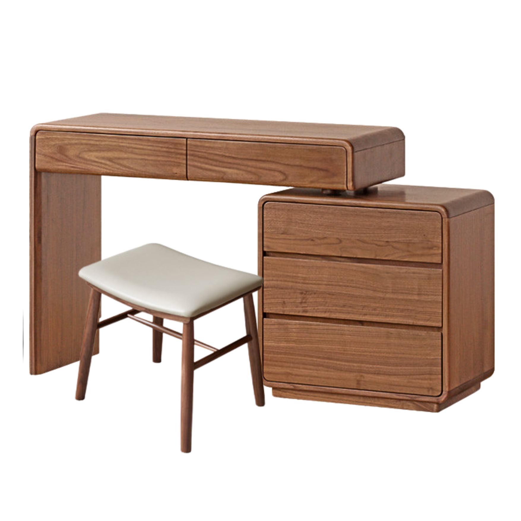 Black Walnut, Sandalwood Solid Wood Dressing Table Chest Of Drawers.