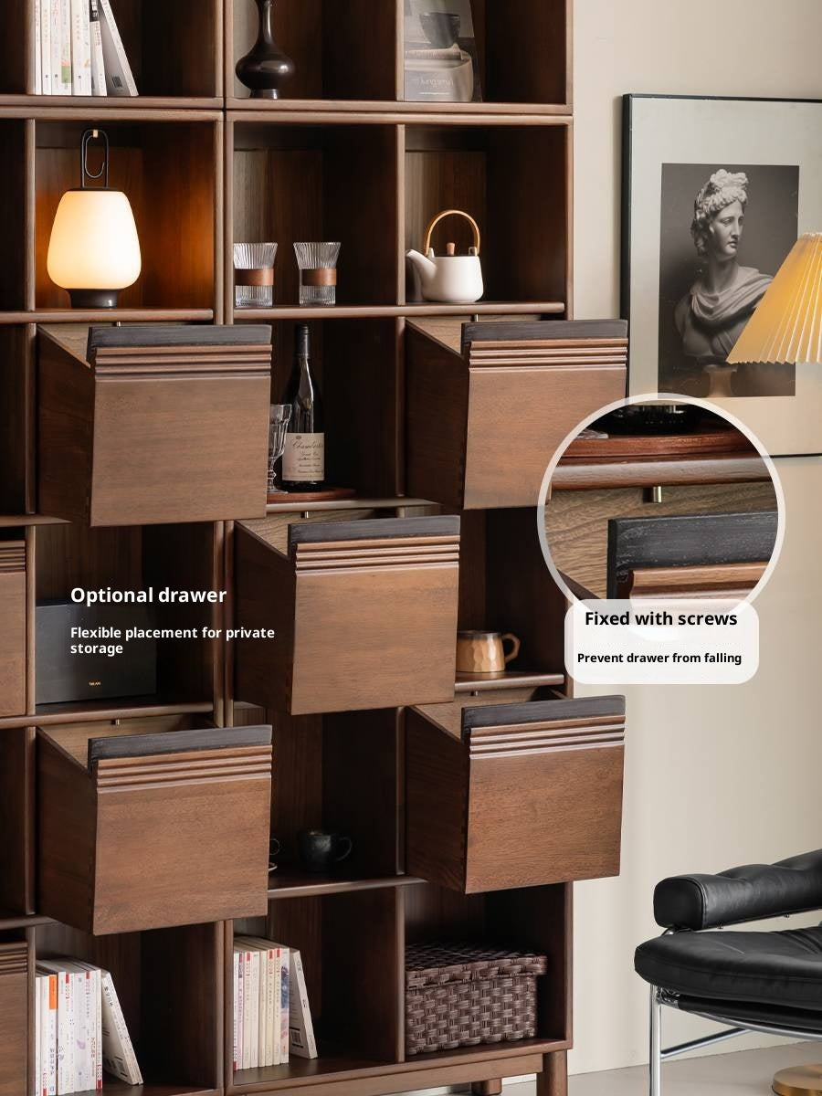 Sandalwood Solid Wood Light Luxury Style Bookshelf